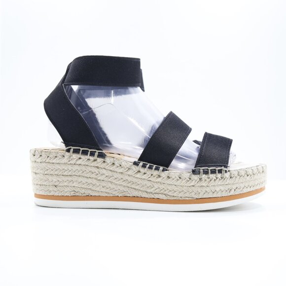 Dolce Vita Lury Black Elastic Strap 2" Platform Espadrille Sandals - 10 - Picture 3 of 7